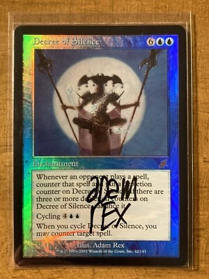 MTG✨Artist Signed DECREE OF SILENCE FOIL✨ Scourge MINT Rare 2003 UNPLAYED A. Rex - Image 1 of 2