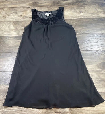 Vestido Casa Blanca Mercado Negro Mujer 4 Negro Sin Mangas Cuentas Cuello Redondo Noche Foto 1 de 4