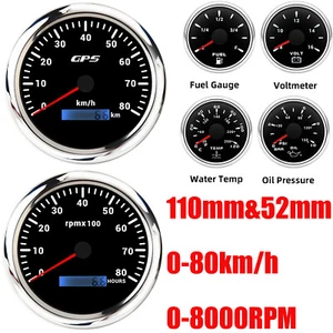 6 Gauge Set 110mm GPS Geschwindigkeitsmesser 80km/h Tacho Gauge für Bootswagen - Picture 1 of 18