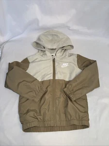 Nike Boys Sz 5 Brown Beige Full Zip Jacket Hooded Dri Fit - Picture 1 of 5