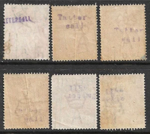 AUSTRALIA KGV 1 1/2d Scarlet Handstamped "TATTERSALL" on 6 stamps & Very Scarce - Picture 1 of 2
