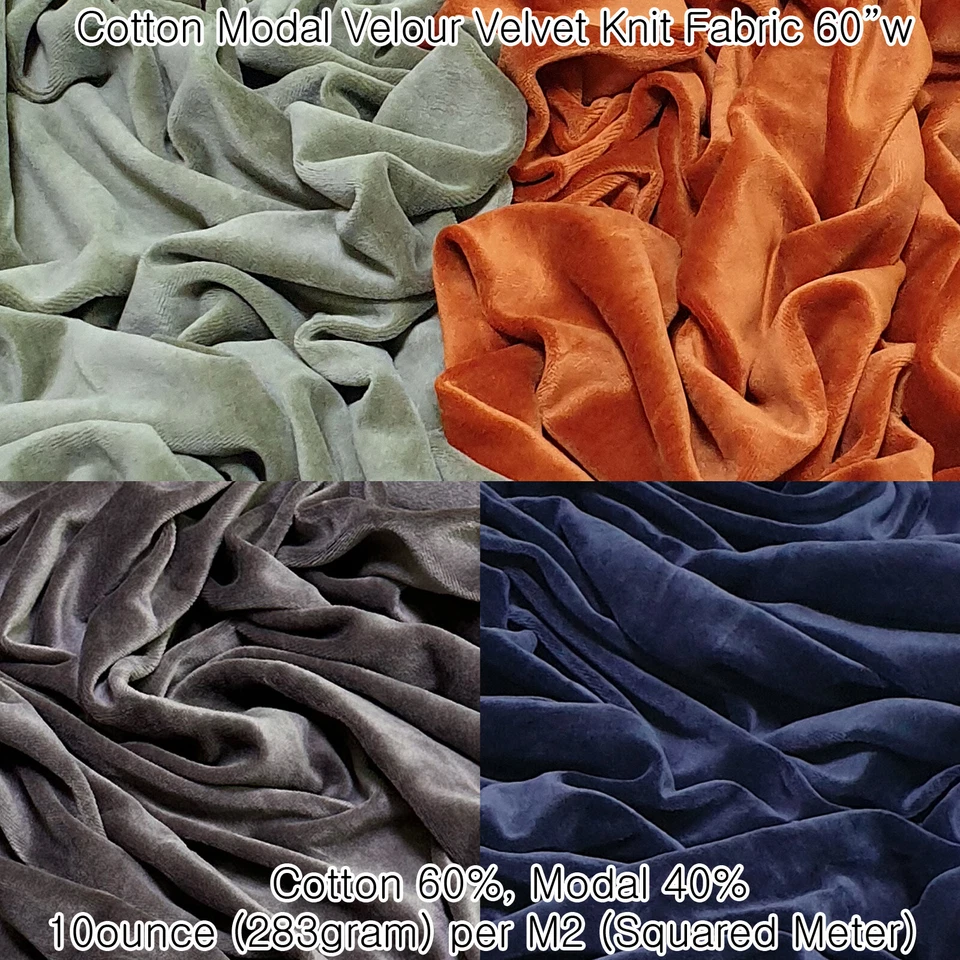 Soft Cotton Modal Velour Stretch Velvet Fabric Pants Blazer Hoddie Bedding 60"W - Image 1 of 4