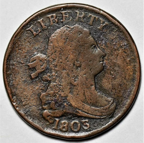 1803 Draped Bust Half Cent - US 1/2c Copper Penny Coin - L37 Cover