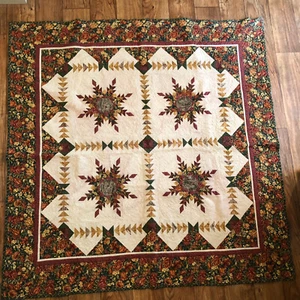 Quilt Wall Hanging 65" Square - Feathered Star Quilt - Longarm Machine Quilted - Picture 1 of 13