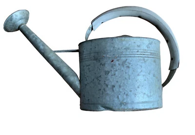 Vintage Large Galvanized Heavy Duty Oval Watering Can w/Long Spout 1-3/4 galllon - Image 1 of 4