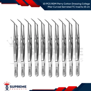 10 PCS RDM Perry Cotton Dressing College Plier Curved Serrated TC Inserts 15cm - Picture 1 of 1