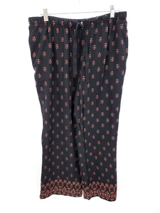 Coldwater Creek Pants Womens Medium Black Geo Border Print Pull On Boho Artsy - Picture 1 of 10