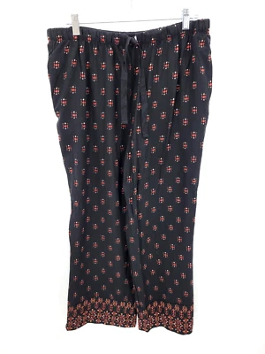 Pantalones Coldwater Creek Para Mujer Medianos Negros Geo Border Estampado Pull On Boho Artístico Foto 1 de 4