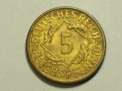 1926-A Germany Weimar Republic  5 Reichsfennig  KM#39  Choice AU/Unc.    SN4827 - Image 1 of 2