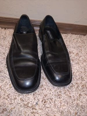 Bachrach Black Square Toe Leather Slip On Dress Shoes Men Sz 9.5 GUC (15) - Image 1 of 4