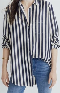 Madewell Tunic Shirt In Hampden Strip Blue & Cream XS New w/Tag - Picture 1 of 11