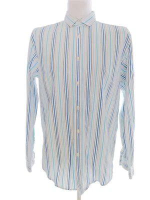 BEN SHERMAN  T. L Azul Hombre Camisa Casual Algodón 100% Manga larga Rayas - Imagen 1 de 4