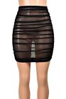 Ruched Black Mesh Mini Skirt XS S M L XL 2XL 3XL plus size sheer see through