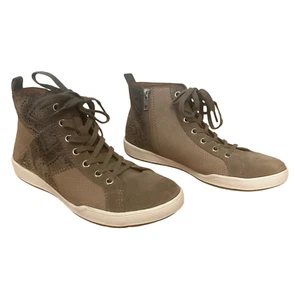 Comfortiva Lupine Suede High Top Sneakers Taupe Gray Patchwork Leather Size 7.5 - Picture 1 of 10