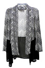 CHICOS Black Gray Open Front Crochet Lace Topper Cardigan Size 2 (L) 3/4 Sleeves