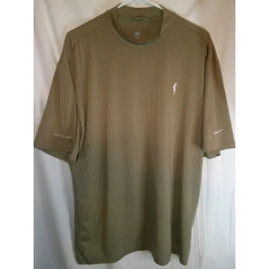 Vintage Nike Golf Spanish Bay Polo Shirt Striped Short Sleeve Athletic Olive Lge - Picture 1 of 5