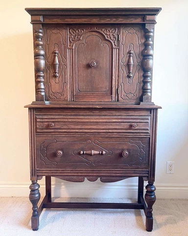 19th Century Antique Hand Carved Cabinet Cover