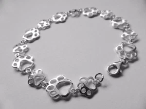 Sterling Silver Paw Print charm bracelet - Picture 1 of 4