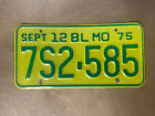 1975 Missouri License Plate # 7S2-585