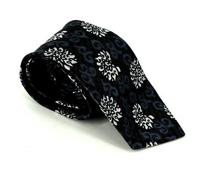 Murano Men's Blue And Black Abstract Floral Tie Hand Tailored 100% Silk NICE! - Image 1 of 4