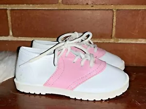 PITTER PATTER Saddle Oxford PINK & WHITE Vintage Toddler Shoes Sz 8 ❤️sj17j16 - Picture 1 of 10