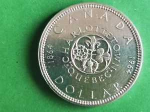 DOLLAR CANADA CHARLOTTE TOWN QUEBEC 1964 MONETA ARGENTO SILVER - Imagen 1 de 4