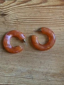 Fake lite Caramel Coloured Hoop Earrings - Picture 1 of 5