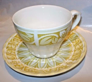J & G Meakin Medici Yellow GOLD WHITE FINE CHINA CERAMIC CUP & SAUCER DINNERWARE - Picture 1 of 5
