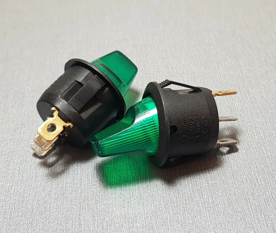 KCD1-5 SPST Green Illuminated Toggle Switch 6A 250V 2PCS - image 1 of 1