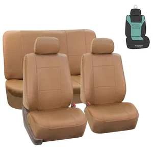 PU Leather Seat Covers for Auto Car SUV Van Full Seat Cover Set Tan w/ FREE Gift - Picture 1 of 7