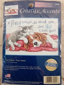 TRUE FRIEND gato perro punto de cruz kit 79022 detalles creativos 7x5 dimensiones 2005 - Imagen 1 de 6