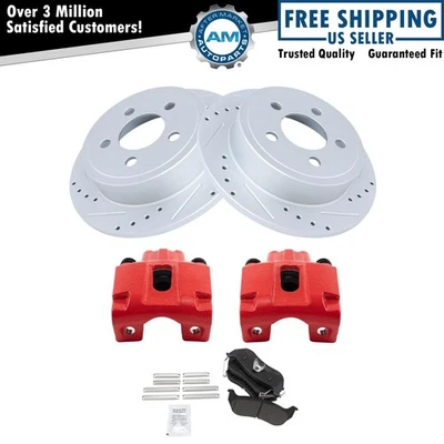 Комплект задних тормозных колодок и ротора подходит для Jeep Liberty 2003-2006 Wrangler 2003-2007 годов выпуска - Изображение 1 из 4