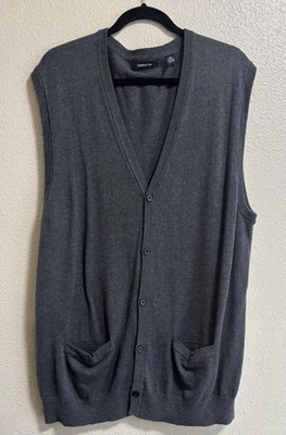 Claiborne Men’s Button Up Gray Sweater Vest Size XXL Grandpa Core Preppy Mature - Image 1 of 4