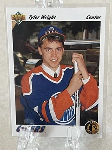 TYLER WRIGHT--ROOKIE--1991-92 UPPER DECK--EDMONTON OILERS--FREE SHIPPING - Picture 1 of 2