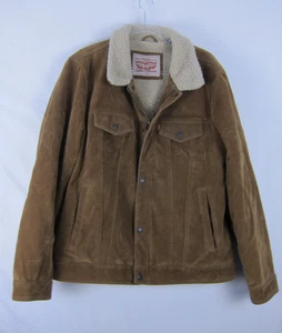 Giacca foderata sherpa Levis Trucker uomo L kaki marrone tela cappotto stile denim - Foto 1 di 11