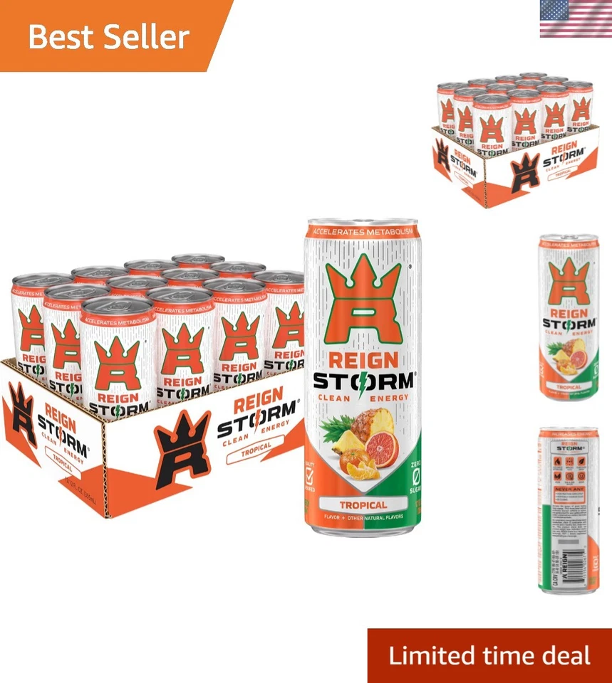 REIGN Tropical Fitness & Wellness Energy Drink 12 Fl Oz Pack of 12