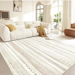 Alfombra Boraya Lavable a Máquina Plegable Marrón Beige Boho Rayas Antideslizante - Imagen 1 de 9
