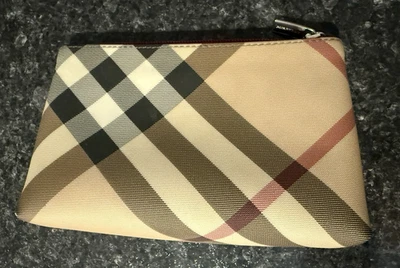BURBERRY Zip Clutch Cosmetic Pouch in Nova Check w/Signature Coated Canvas - Image 1 of 4