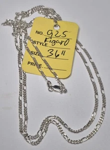 Massive Italien Figaro Glieder Sterlingsilber 925 Kette Halskette 36" Zoll lang 2 mm - Bild 1 von 4