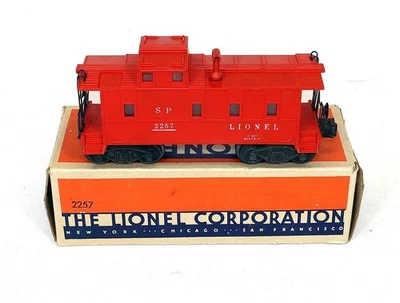 RARE Postwar Lionel 2257 Red SP-Type Caboose w/Smokestack From 1947~w/Nice OB - Image 1 of 4
