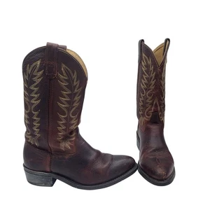 Double-H Western Work Boots Men's 9 D Black Walnut 3269 Dark Brown Embroidered - Picture 1 of 16