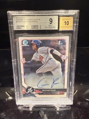 2018 Bowman Chrome Prospect Autographs Cristian Pache #CPA-CP BGS 9 Auto 10 - Image 1 of 2
