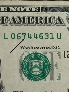 2013 San Francisco $1 Bill Oversized Mis-stamped 7’s Green Ink Error Note - Picture 1 of 4