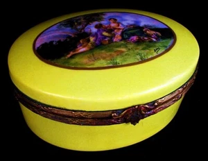 LG LIMOGES BOX *HANDBEMALT* SEVRES GELB SIGNIERT "BARDE" TUILERIEN UM 1920 - Bild 1 von 7