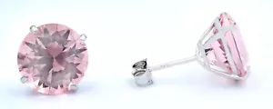GENUINE 9.84 Cts MORGANITE STUD EARRINGS 14K SOLID WHITE GOLD -Free Appraisal - Picture 1 of 6