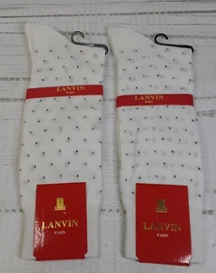 2x Lanvin Paris Mens White Dress Socks Fit 8-13 2 Pairs - Picture 1 of 5