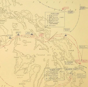 WWII Leyte Gulf Battle Map Philippines Samar Surigao Strait Sibuyan Cape Engano - Picture 1 of 10