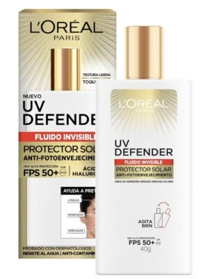 Protector Solar L'Oréal UV Defender Invisible antifotoenvejecimiento  FPS 50+ - Image 1 of 4