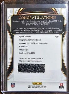 2024 Panini Select - 2025 XRC Prizm Redemption - QB2 Jaxson Dart - Card #502 - Picture 1 of 1