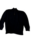 Vintage Wool Sweater Quarter Zip Oliver Grant Paris Dark Blue Turtleneck Men's L